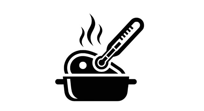 Thermometer in a cooking pot.