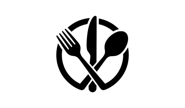 Cooking utensils silhouette composition fork knife spoon vector illustration isolated minimalist kitchen design