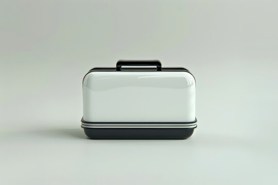 A sleek, modern travel suitcase, rendered in a minimalist style, rests against a neutral background, symbolizing journeys and adventure.
