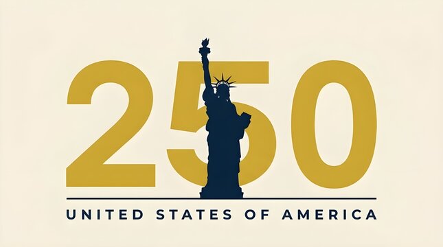 Usa 250 years celebration logo with statue of liberty