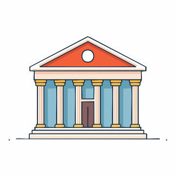 Stylized Illustration of a Classical Building with Columns