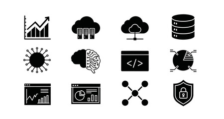 Fototapeta premium Set Of Technology Icons Including Ai Data And Security On Transparent Background
