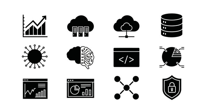 Set Of Technology Icons Including Ai Data And Security On Transparent Background