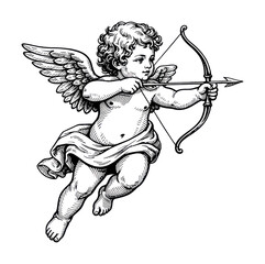 Obraz premium PNG Classic cherub with bow.