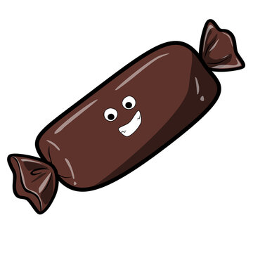Cute dodol character illustration, traditional Indonesian sweet dessert
