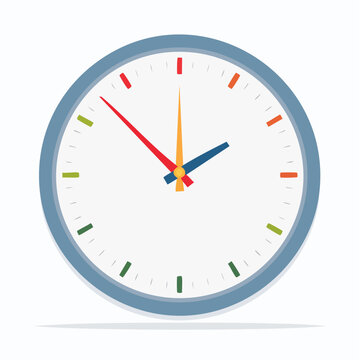 Modern Clock Face with Colorful Hands