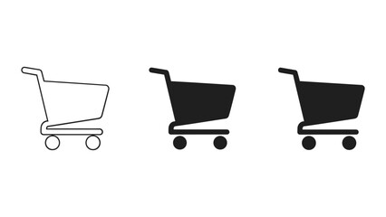 Shopping cart retail icons in line solid and flat design styles for ecommerce and online store checkout user interface elements © viduking