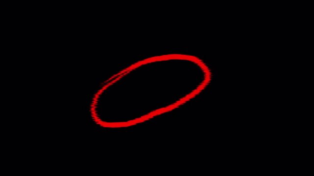 Loopable hand-drawn red circle highlight animation with a transparent alpha channel. Ideal for emphasizing text, UI elements, and key details in vlogs, tutorials, and business presentations.