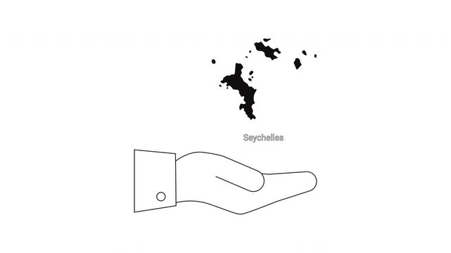 Minimalist Illustration of Seychelles Islands Held in a Hand.