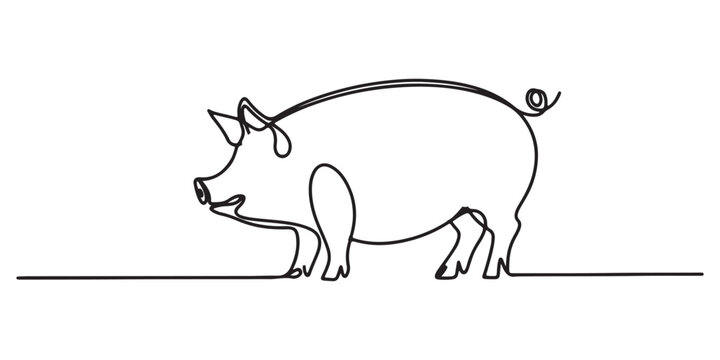 piggy bank one continuous line art, Vector illustration, One line art, Line art graphic style