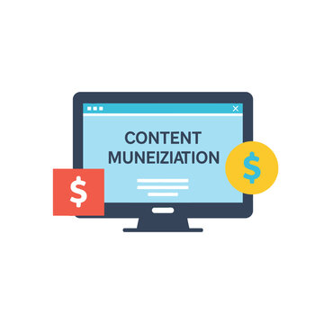 Computer screen with monetization concept.