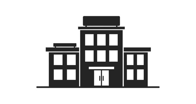 Office building silhouette on transparent background high quality