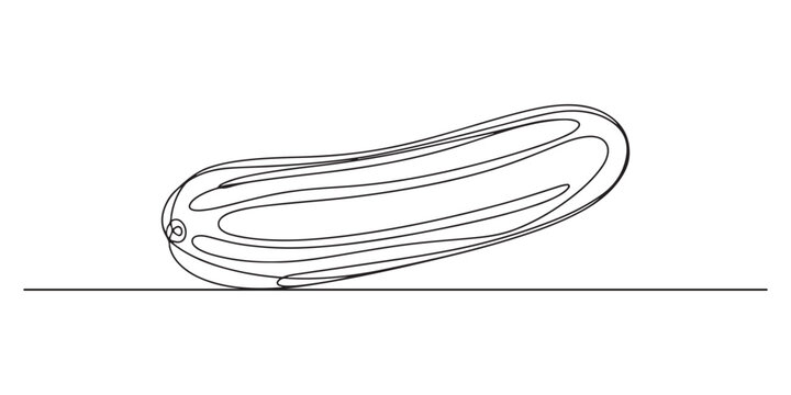 Cucumber continuous one line drawing, Continuous line drawing sliced cucumber pickles fresh food vegetable icon vector illustration concept, Continuous line drawing of sliced cucumber pickles. One