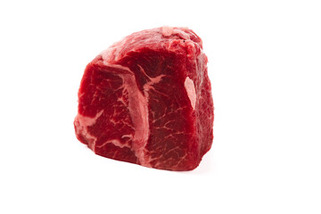 Fototapeta premium Raw Beef Steak Cut Fresh Meat Cooking Ingredient Isolated White Background Premium Quality Marbled Texture