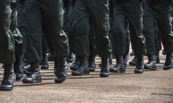 Outdoor field training in drill and tactical procedures for police cadets.
