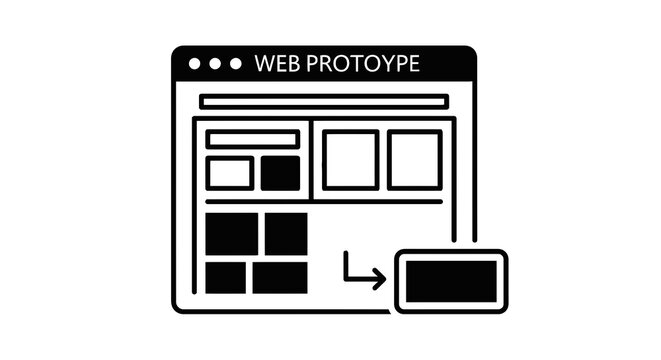 Web design prototype on screen.