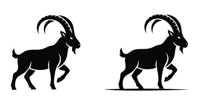 Wild goat icon set