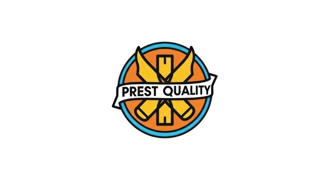 Circular quality badge with crossed woodworking tools