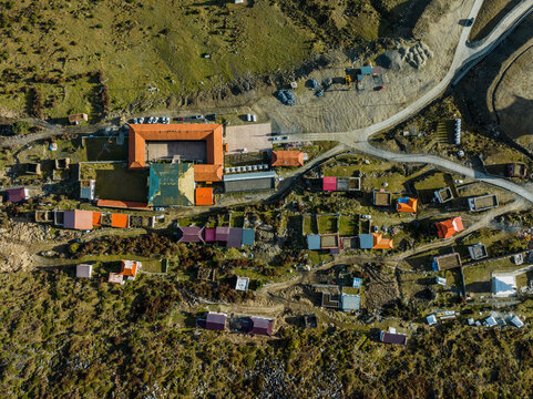 Quemogong Monastery Aerial View, Kangding Sichuan Province China