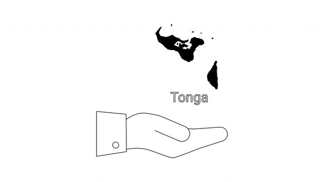 Tonga map held in hand illustration.
