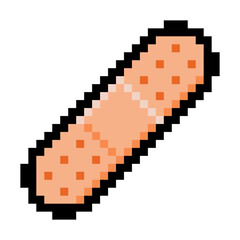 Fototapeta premium Pixel art medical bandage icon in retro 8-bit style. Perfect for health apps, game UI, and medical design projects. Isolated on white background.