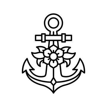 Anchor icon logo design template vector.