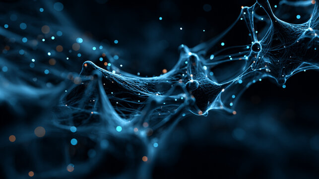 Glowing voronoi network structure abstract background cyber connection texture three dimensional structure