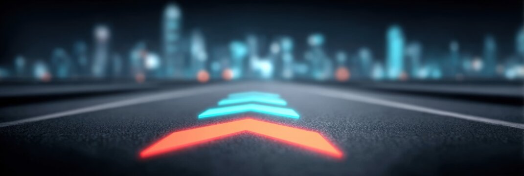 This urban arrow follows a city idea, promoting street and moving forward in a road direction on the timeline for the metro launch.