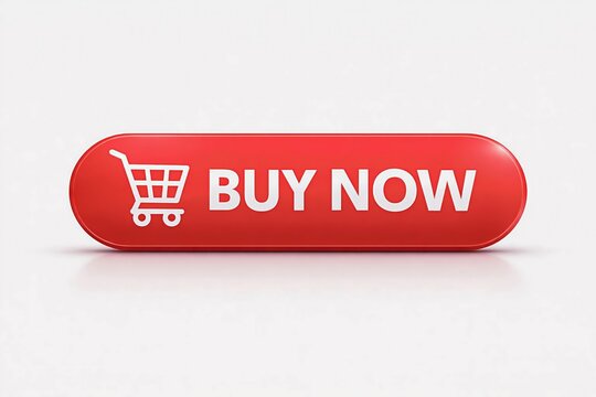 Red buy now button with shopping cart icon for online shopping