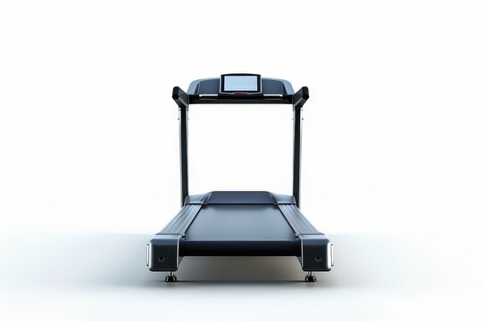 A modern treadmill stands ready for a workout in a clean, bright setting, symbolizing fitness and home exercise.