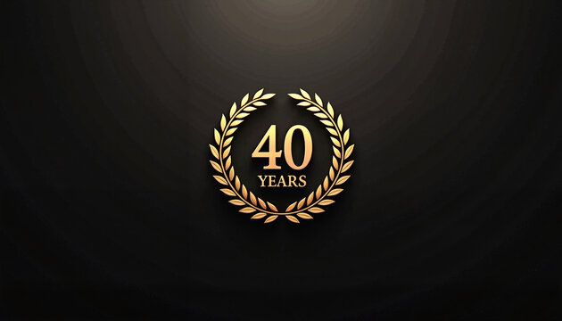 40 years anniversary emblem with golden laurel wreath
