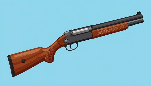 Shotgun with wooden stock and metal.