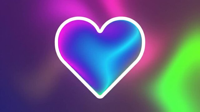 Abstract heart animation with colorful vibrant gradient background for social media, Valentines Day