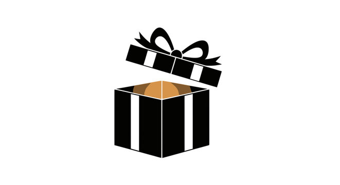 Black and white striped gift box.