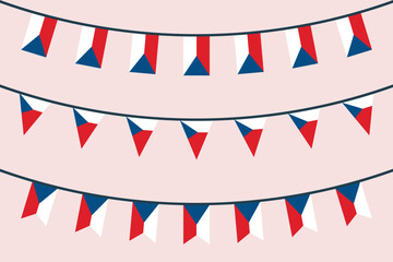 Fototapeta premium Czech flag bunting icons set, symbols of the flag of Czechia