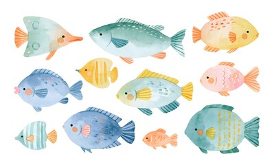 Obraz premium tropical fish clipart, watercolor