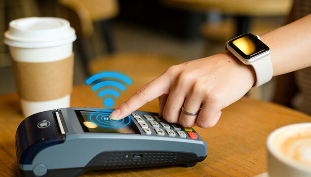 Smartwatch Contactless Payment on EDC Machine Representing Modern Fintech and Digital Transactions