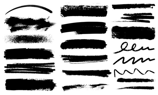 Abstract Rough Scribble Stroke Collection &ndash; Charcoal Doodle Lines, Wavy Brush Swashes, Pencil Sketch Strokes & Textured Marker Marks Isolated on transparent Background. png
