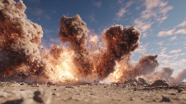 Falling bombs dramatic war scene illustration concept