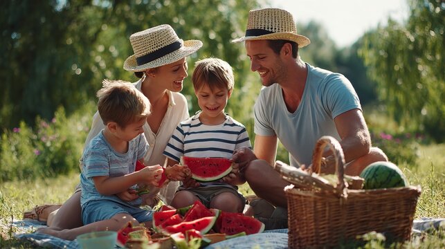 Family leisure and people concept happy mother father and children outdoors