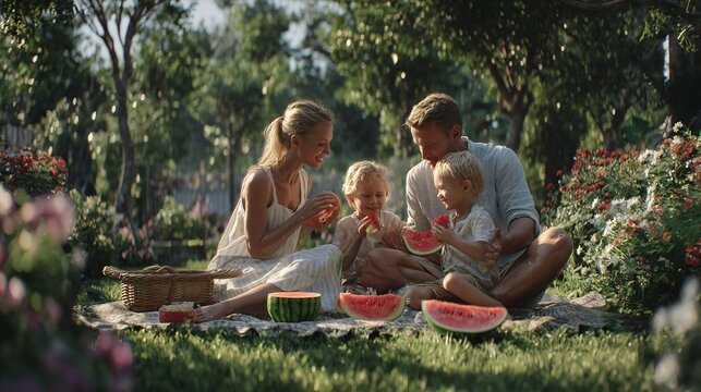 Family leisure and people concept happy mother father and children outdoors