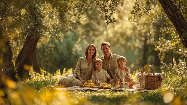 Family leisure and people concept happy mother father and children outdoors