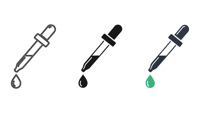 Set of three dropper pipette icons with liquid drops vector illustration