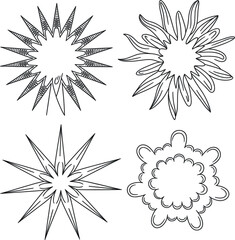 Obraz premium Decorative starburst illustration vector design, hand-drawn radial shapes, abstract highlight and accent elements isolated background