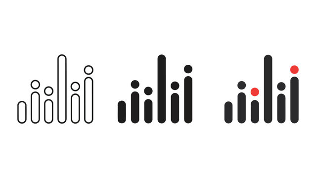 Signal strength indicator icons, three variations