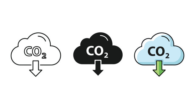 CO2 reduction icon set, vector illustration
