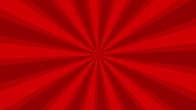 Seamless red comic sunburst animated background, radial rays looping motion wallpaper, pop art retro style