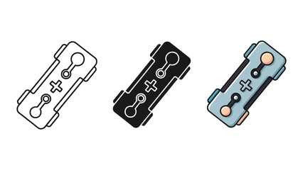 Video game controller icon set, flat design and line art styles © pixel
