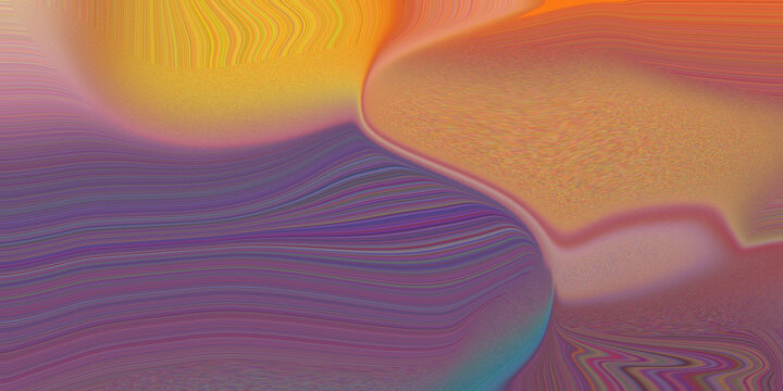 Vibrant liquid marbling effect with purple and orange wavy lines creating psychedelic abstract motion pattern for artistic banner.