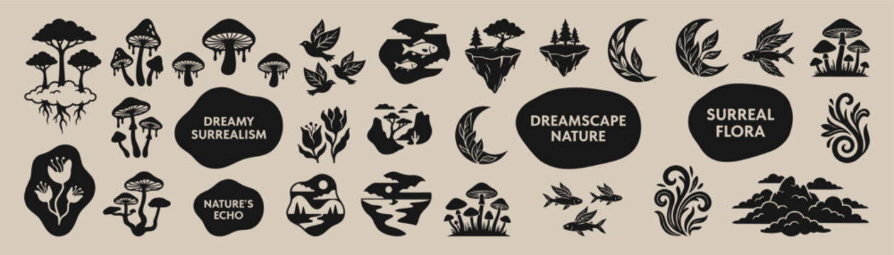 Dreamy Surrealism and Nature Flora Elements